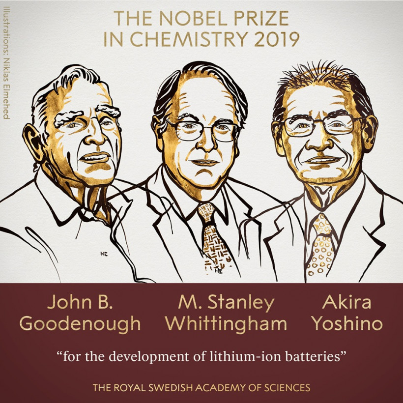 Οι τρεις νικητές του βραβείου Νόμπελ Χημείας για το 2019.